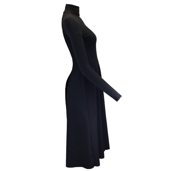 Balenciaga Black Long Sleeved Turtleneck Nylon Stretch Dress with matching glove - Picture 2 of 5